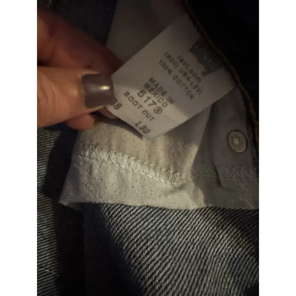 Levi Strauss 517 Blue Denim Jeans Mens 38x30 Dark Wash Cotton Boot Cut